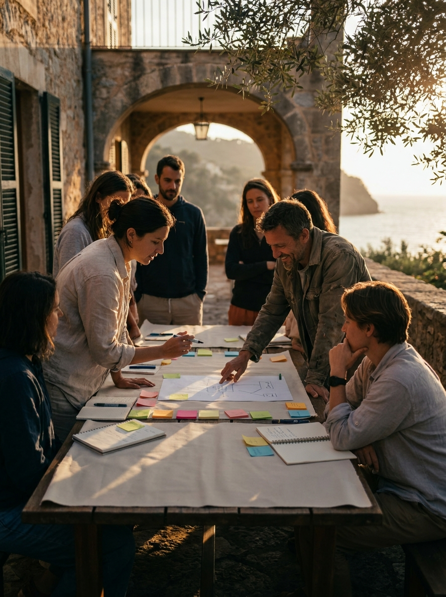 Founders in a strategy session at an innovation bootcamp