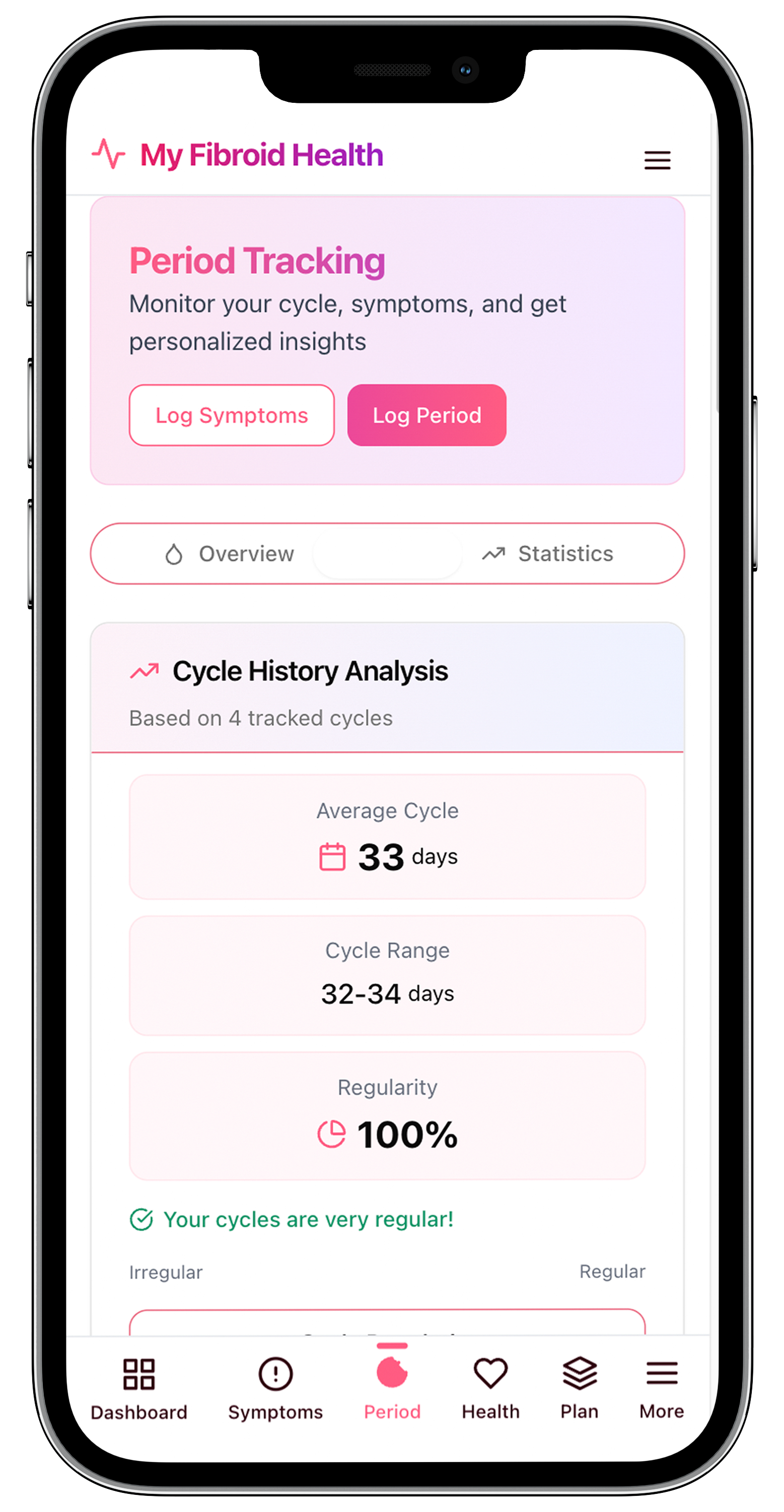 Digital health app with period and fertility tracker features