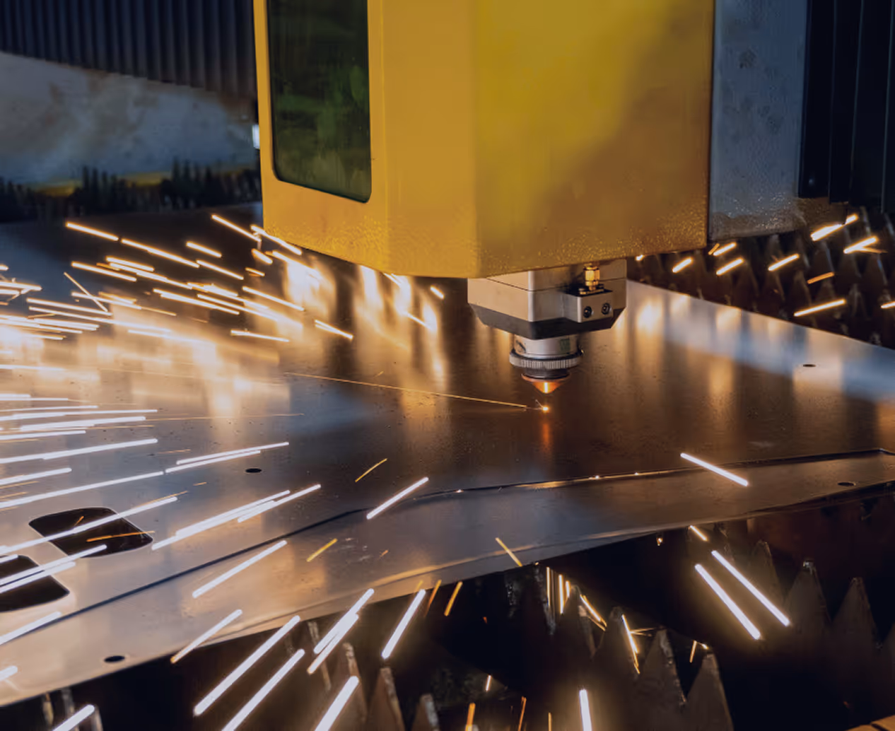A machine cutting a part