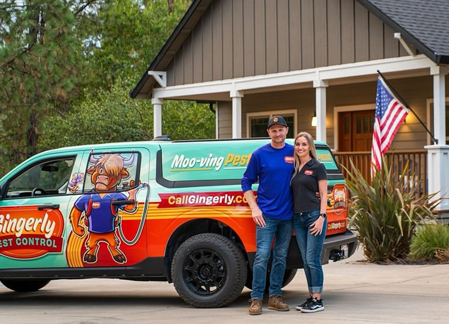 Tyson and Stephani, founders of Gingerly Pest Control in Auburn, CA