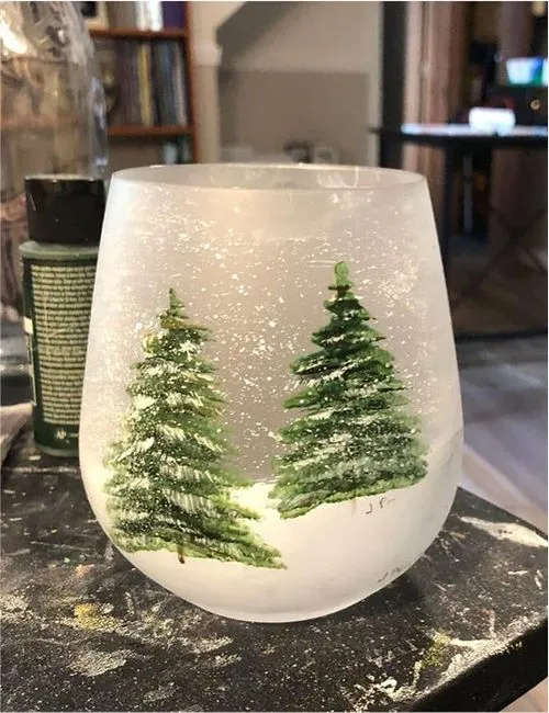 hand painted frosted glass