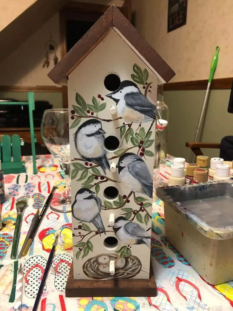 hand painted bird feeder