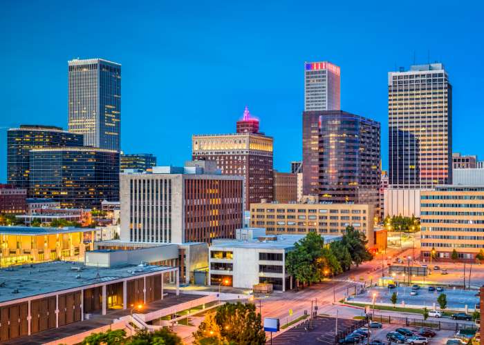 Tulsa night skyline