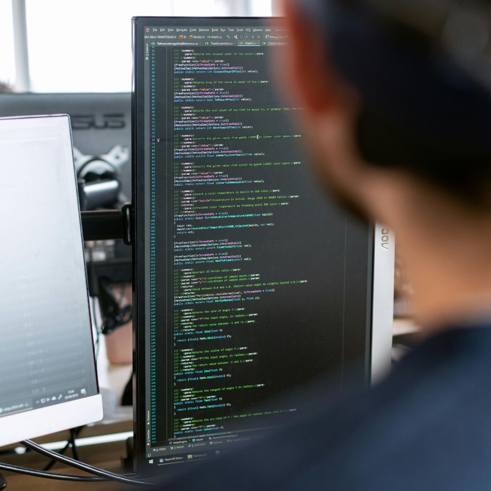 Software Engineer coding on a computer