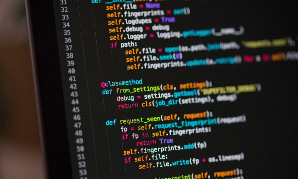 code on computer screen