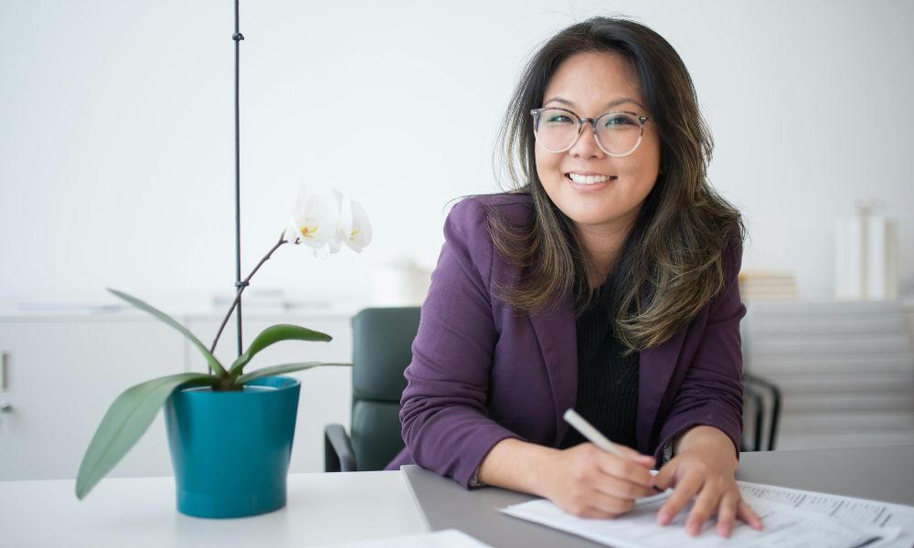 Woman at her desk