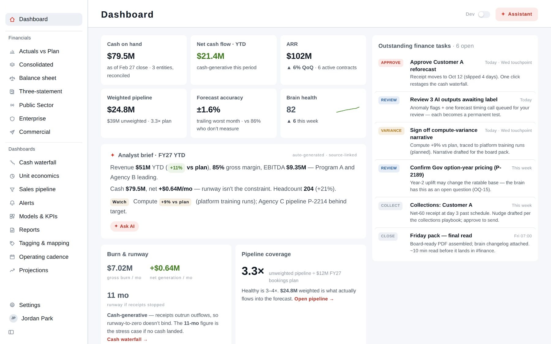 Finance OS dashboard