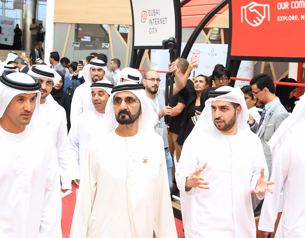 Leaders touring technology event at Dubai Outsource City