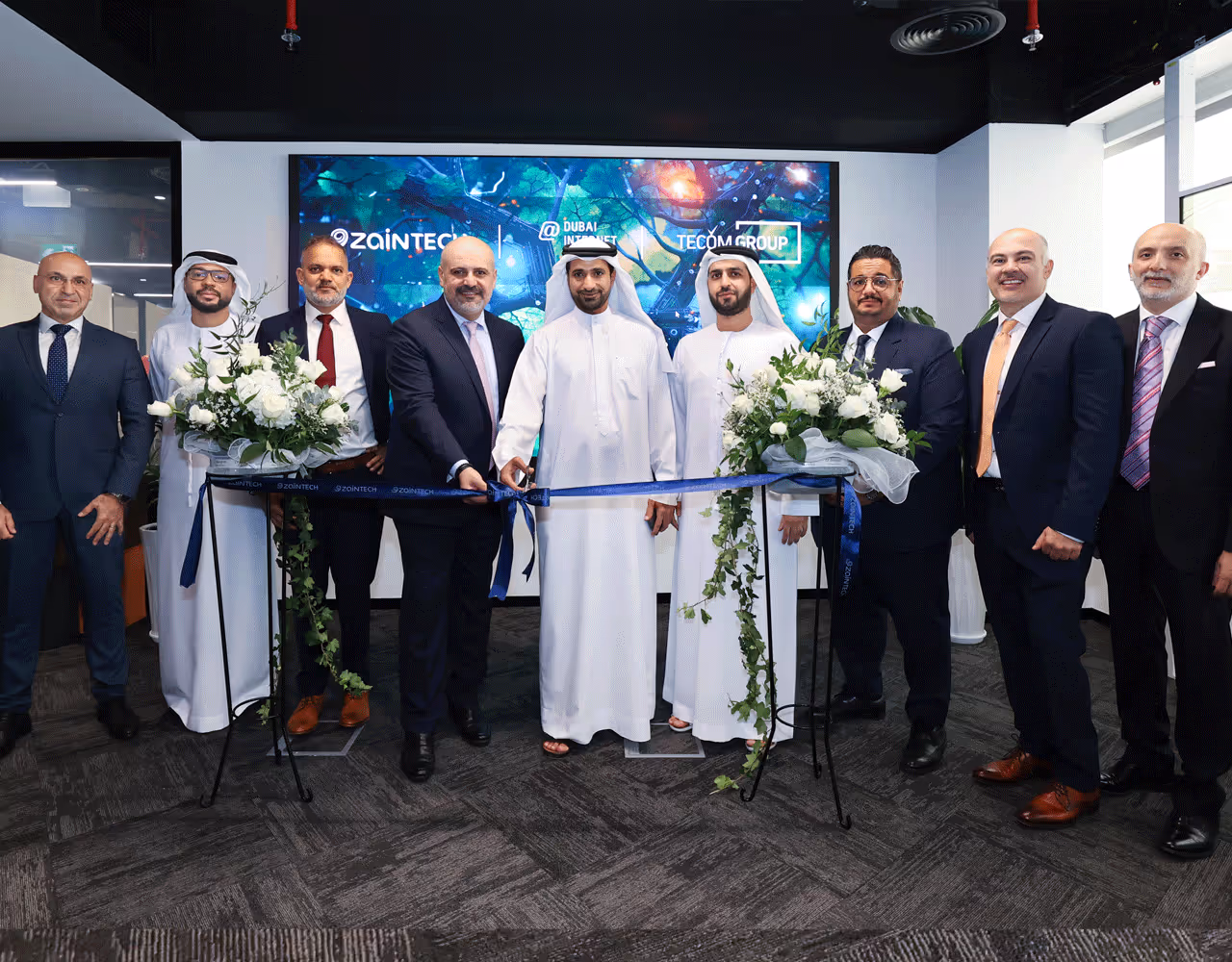 Ribbon cutting ceremony for a technology corporate event at Dubai Outsource City