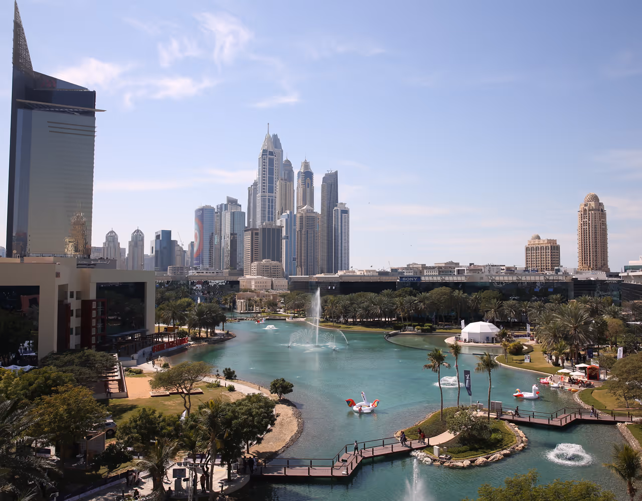 Skyline view near Dubai Outsource City business district