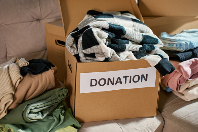 A box of clothes for donation