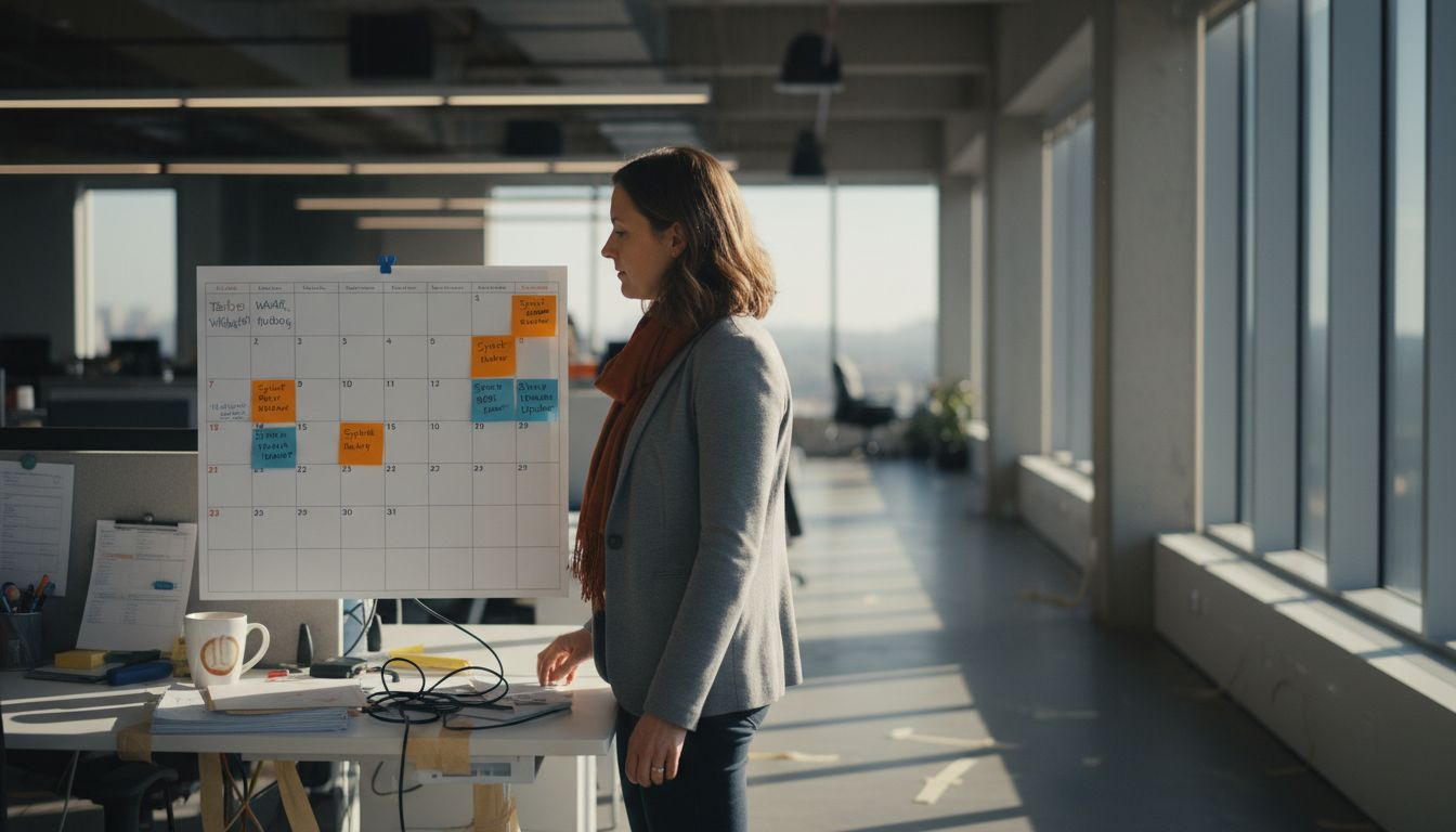 Project manager adjusting communication calendar
