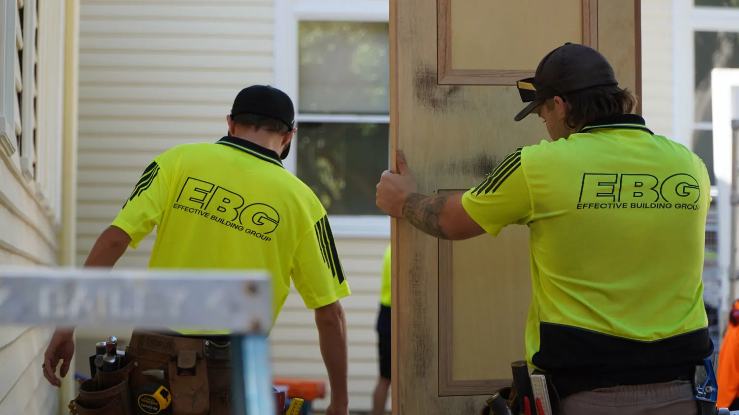 EBG workers coordinating construction tasks