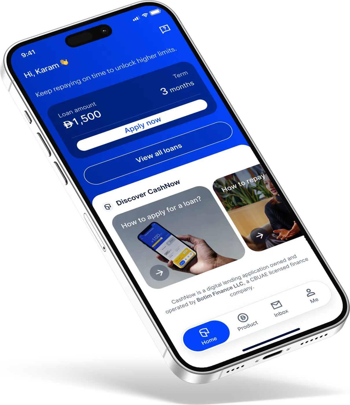 CashNow home screen after approval