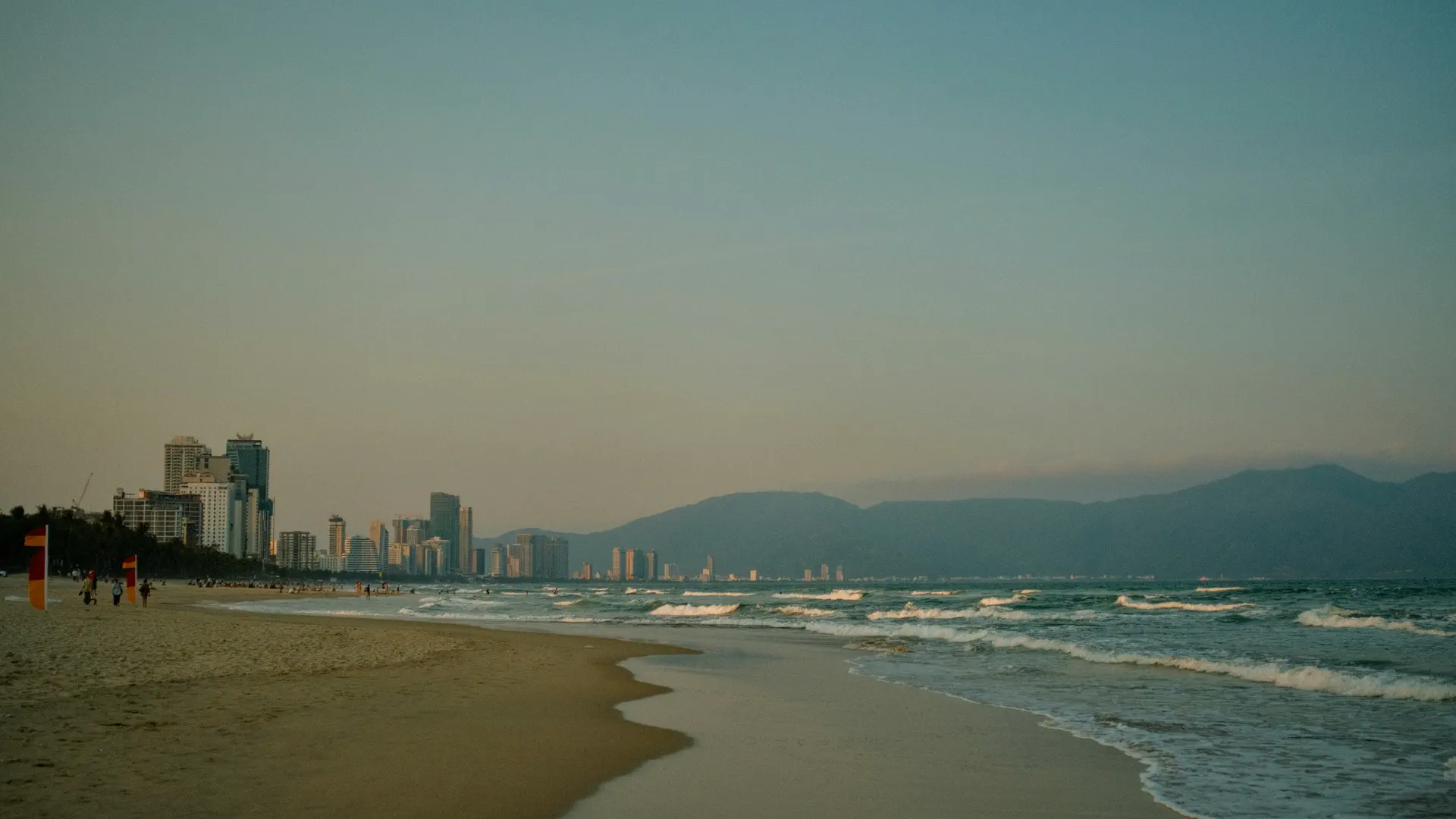 Da Nang coastline and city skyline, Vietnam