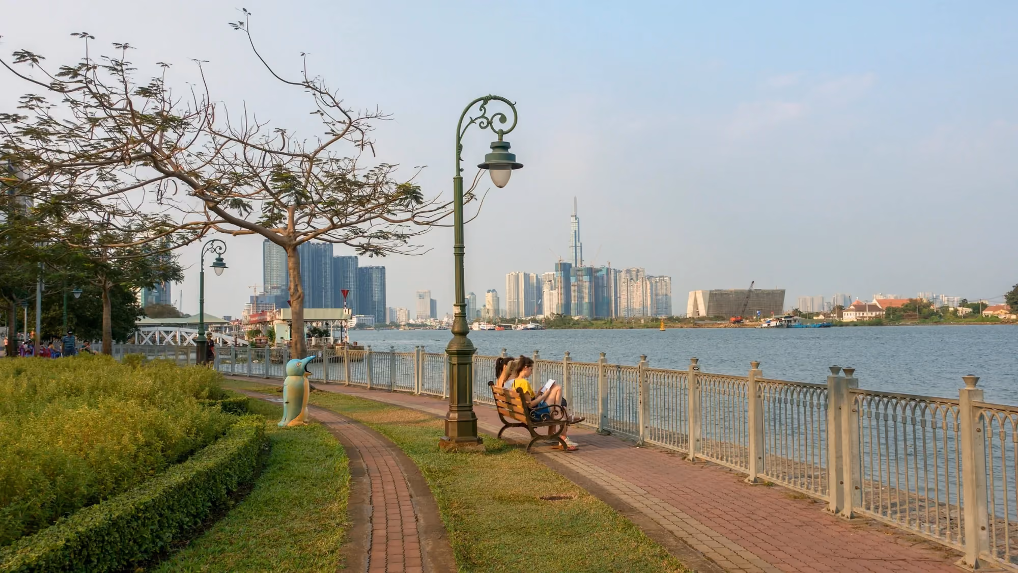Riverside promenade overlooking the Ho Chi Minh City skyline