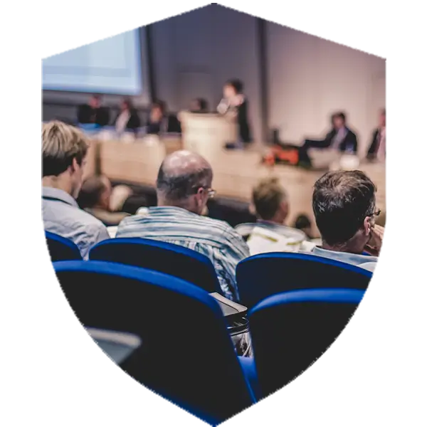 A scientist presents their research at an academic conference