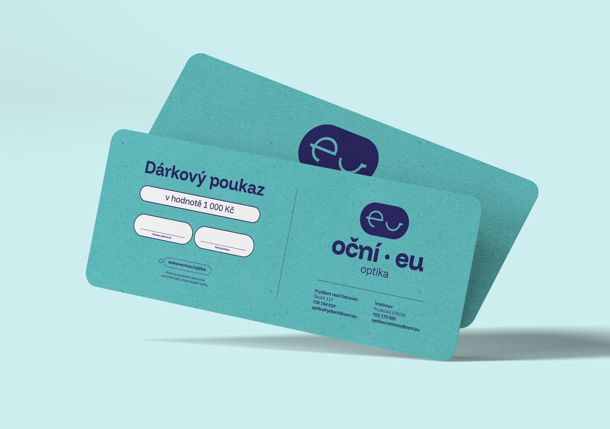 Darkovy poukaz na bryle v OCNI EU Optika, mockup