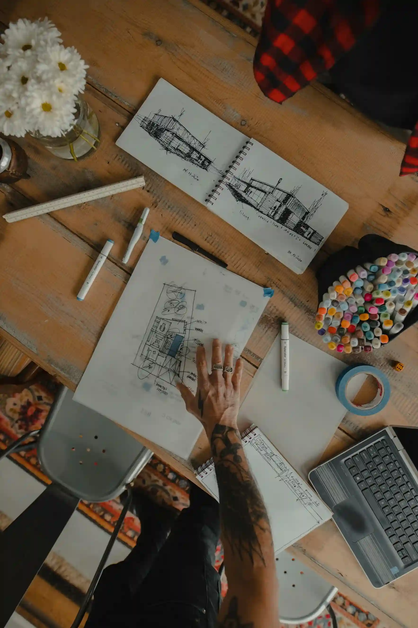 Dessins et plans réalisés par un dessinateur en bâtiment