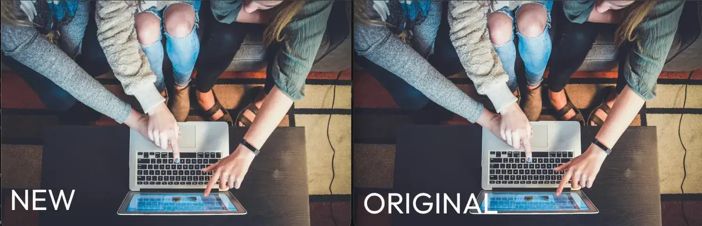 Two images showing quality before and after compression