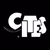 Logo of CITES on a black background, featuring the acronym "CITES" in white, stylized font with a curved line suggesting motion or growth.