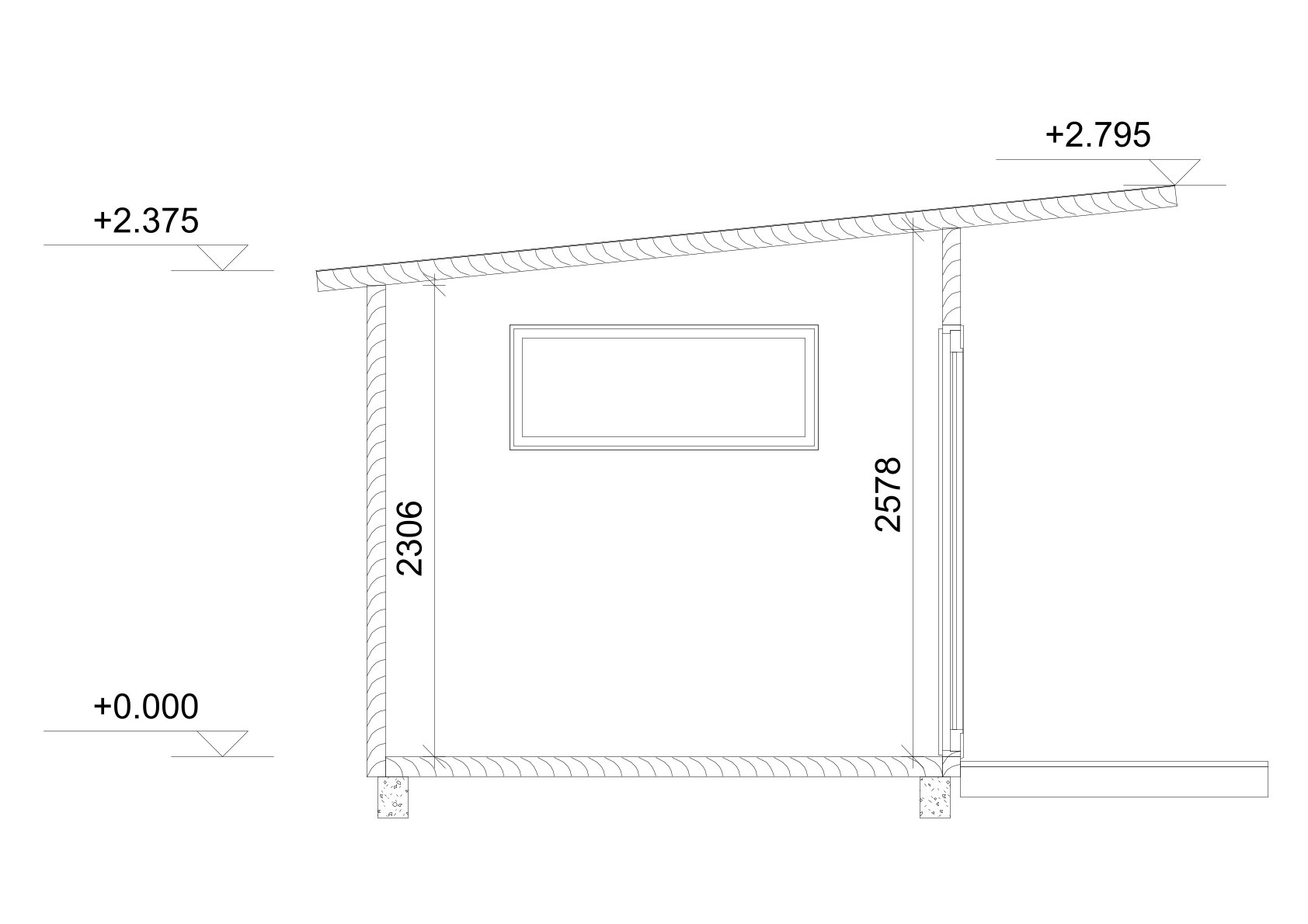 Kaaviokuva rakennuksesta, jossa on ikkuna ja mitat.