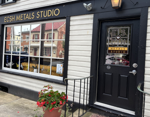 Exterior of Esch Metals Studio storefront in Carlisle, Pennsylvania.