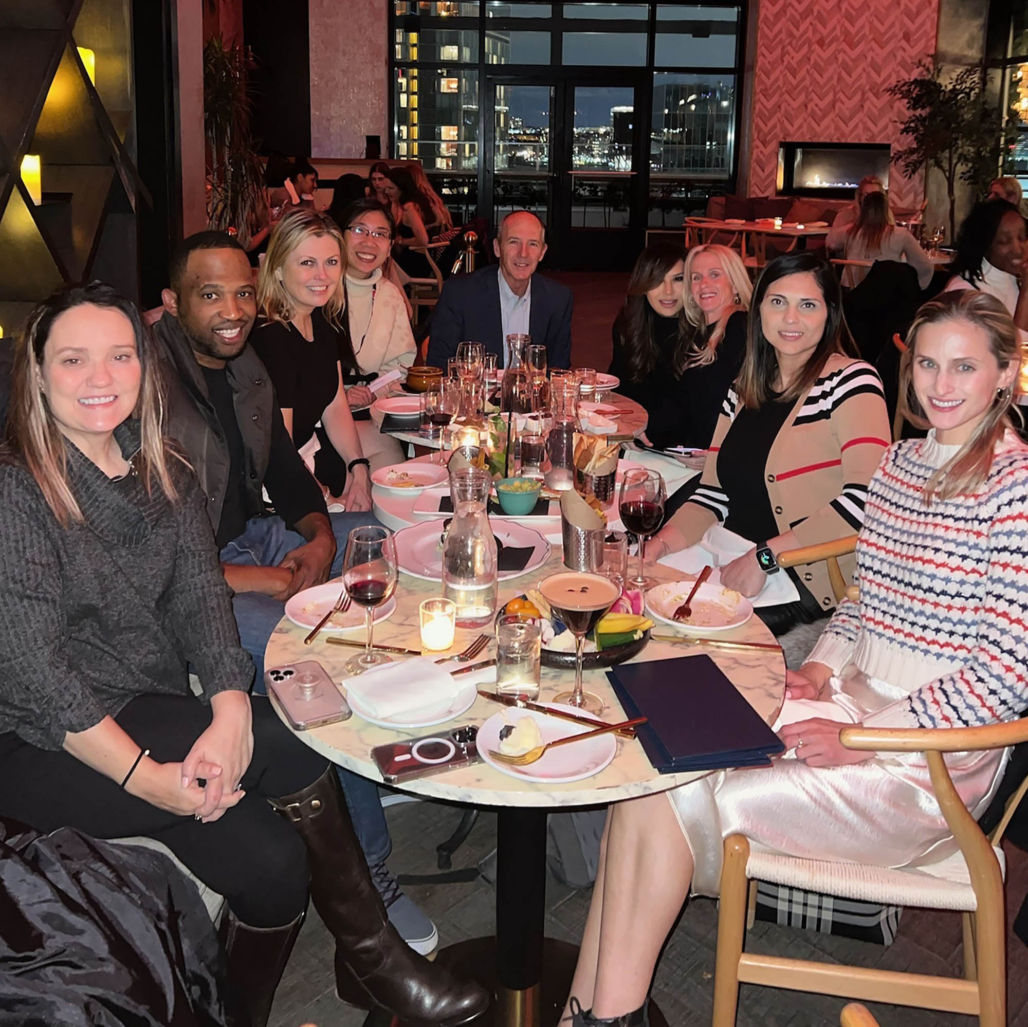 The Fit:match team enjoying a dinner out together.