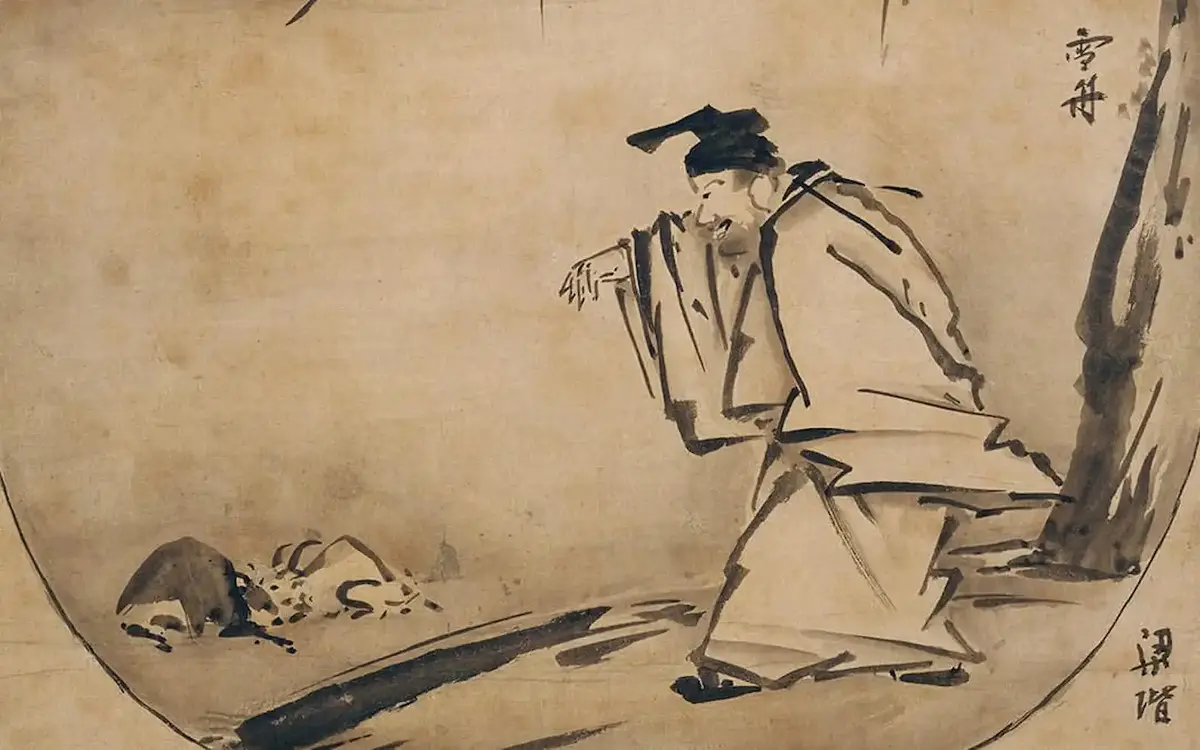 dessin ancien d'un moine daoïste