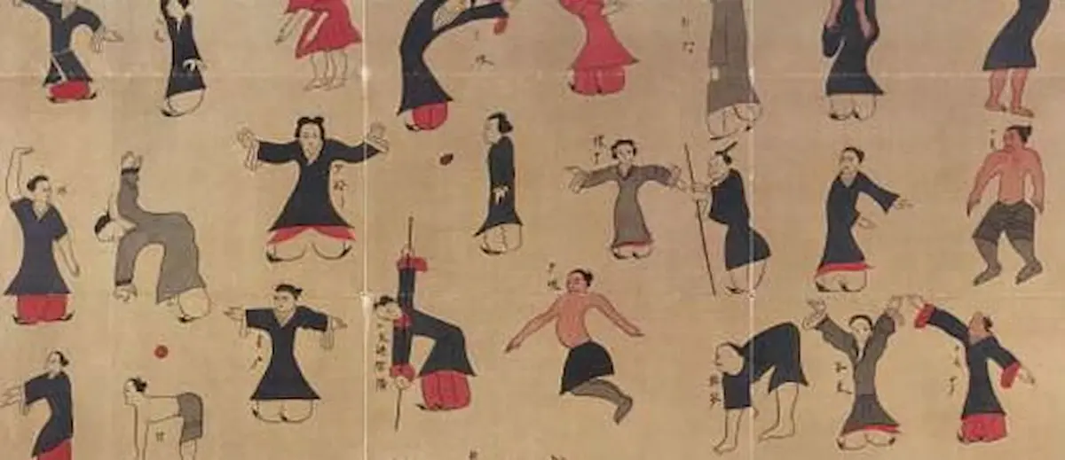 Antique bannière de Mawangdui avec des exercices de dao yin