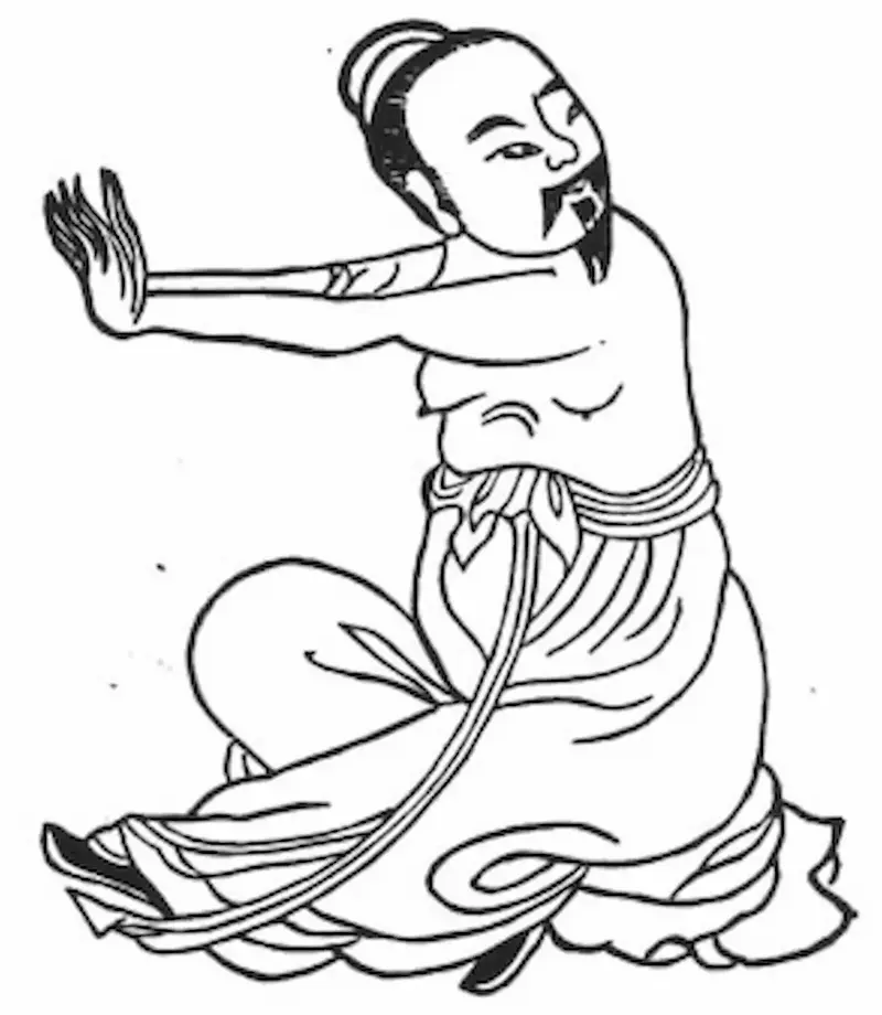 personnage assis bras côté