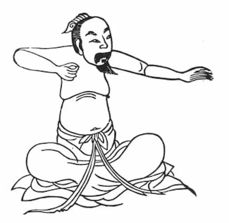 un exercice des Ba duan jin assis