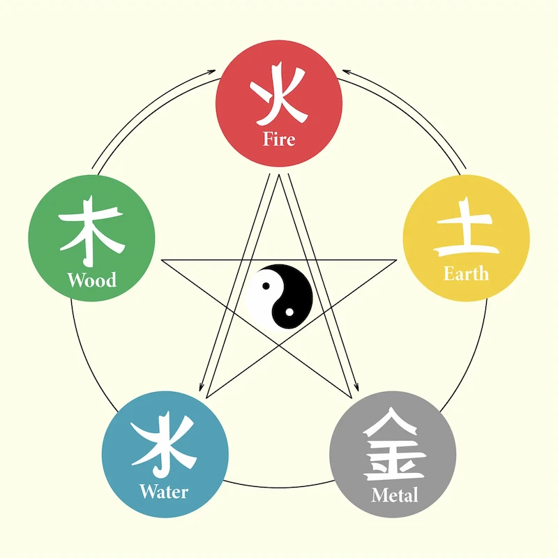 Schéma des 5 éléments et de leurs relations