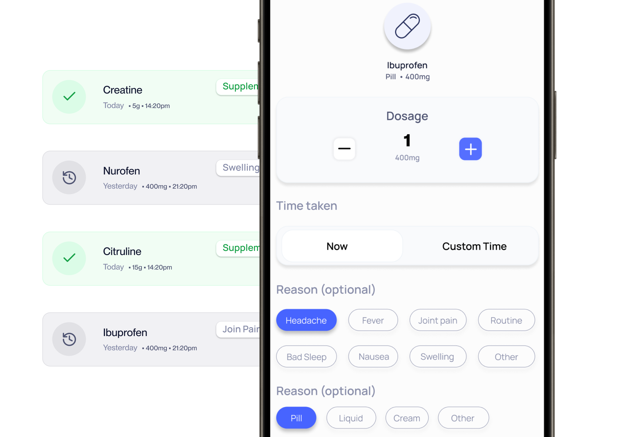 Mobile app screen showing a Records page with tabs for All files, Reports, and My files, and reports including Weekly Analysis with a score of 78, Hormone Tests PDF, and Flare-up incident with a score of 40.