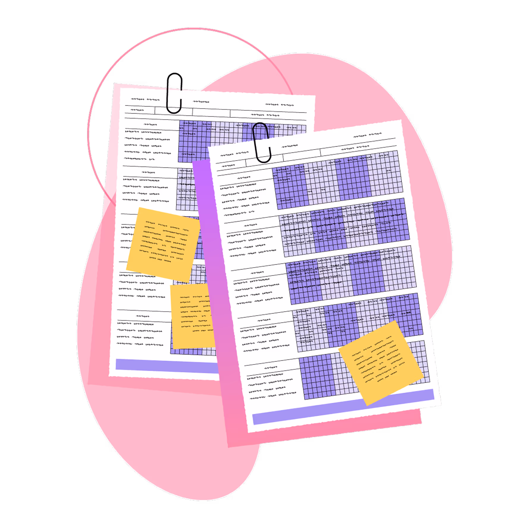 A graphic of timesheets