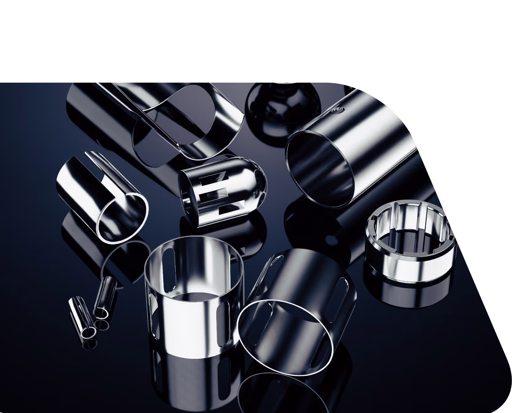 A group of metal objects sitting on top of a table.