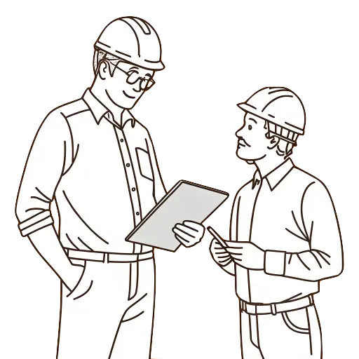 A manufacturing manager speaking to a data expert (icon)