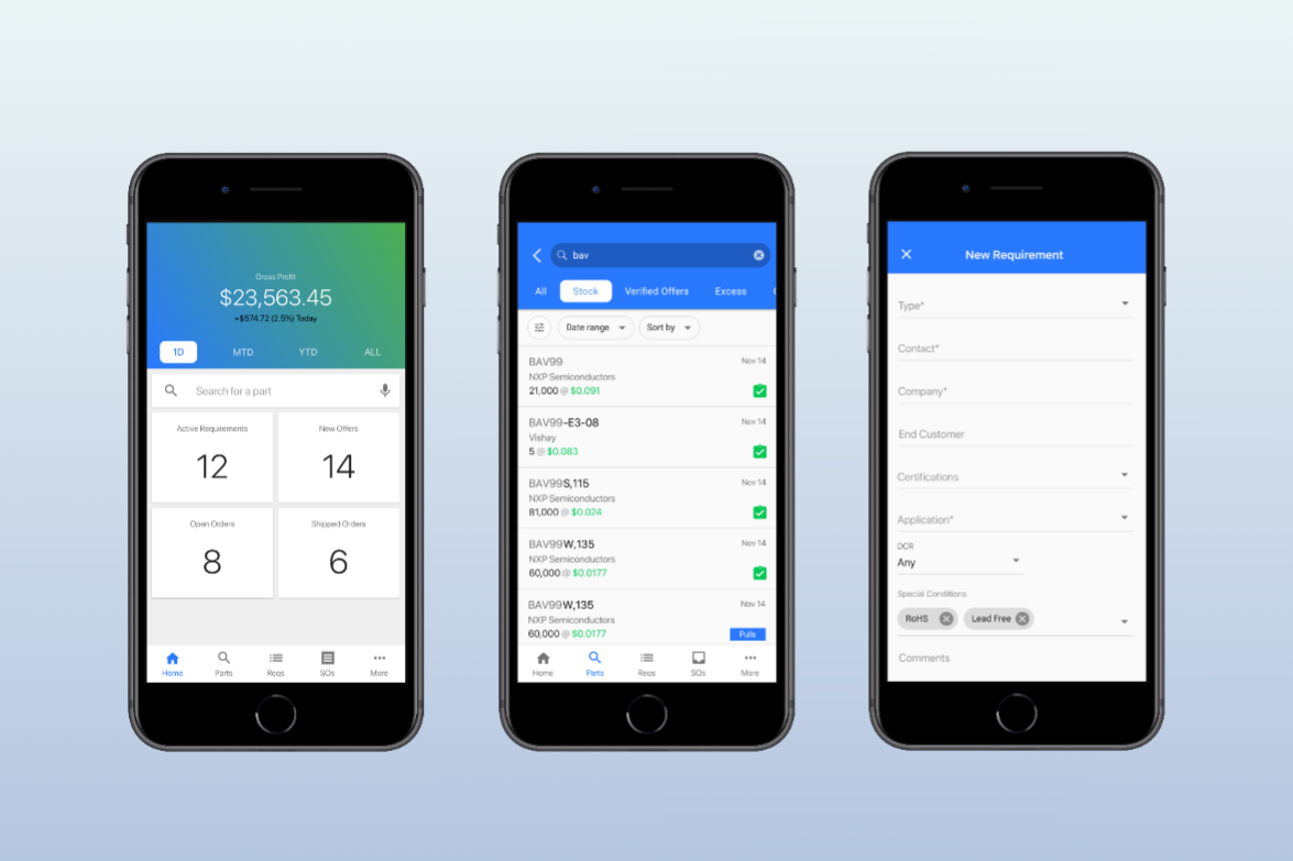 3 screenshots of the old mobile app.