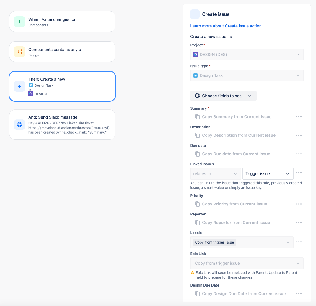 Jira automation for design team board
