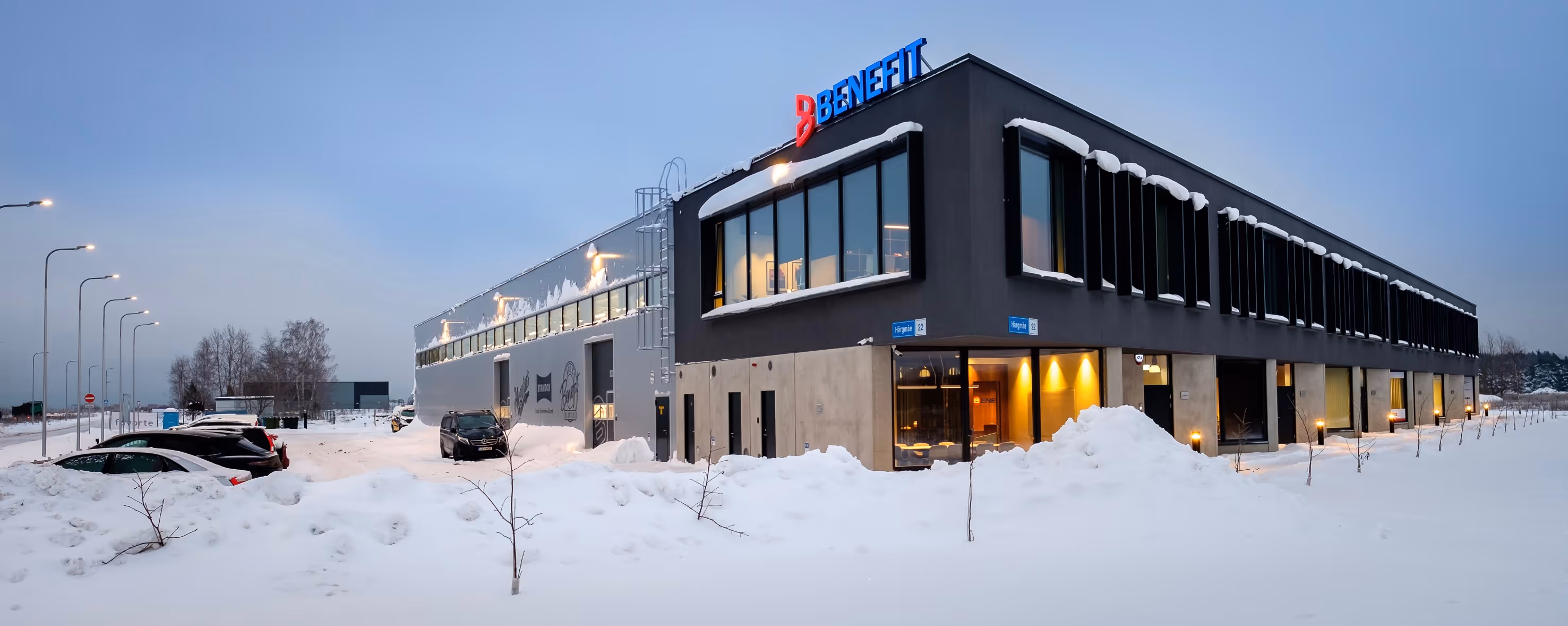 Benefit AS main building in the winter