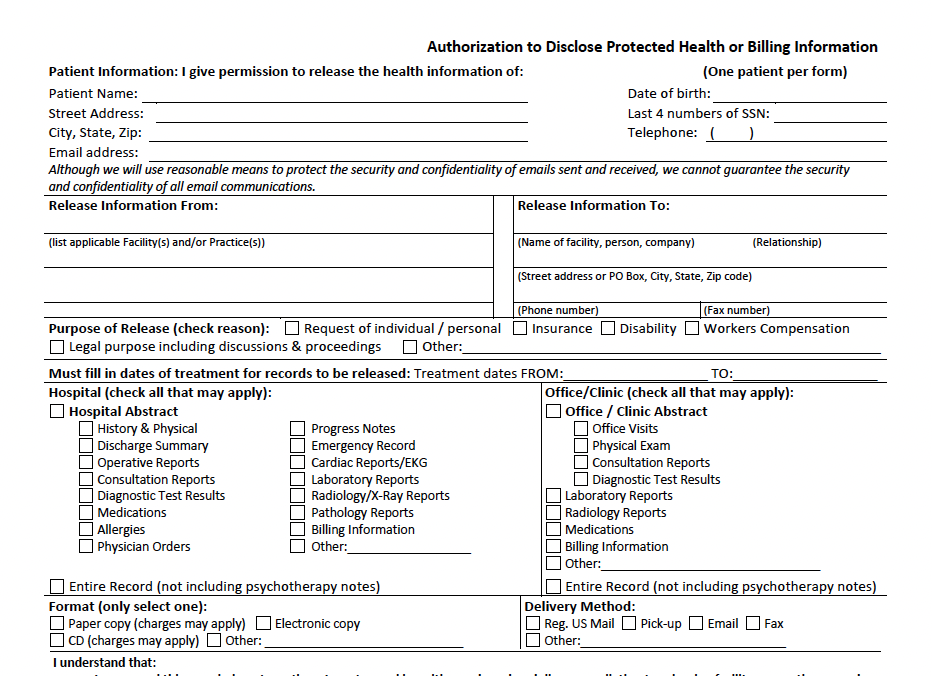 Authorization to Disclose PHI