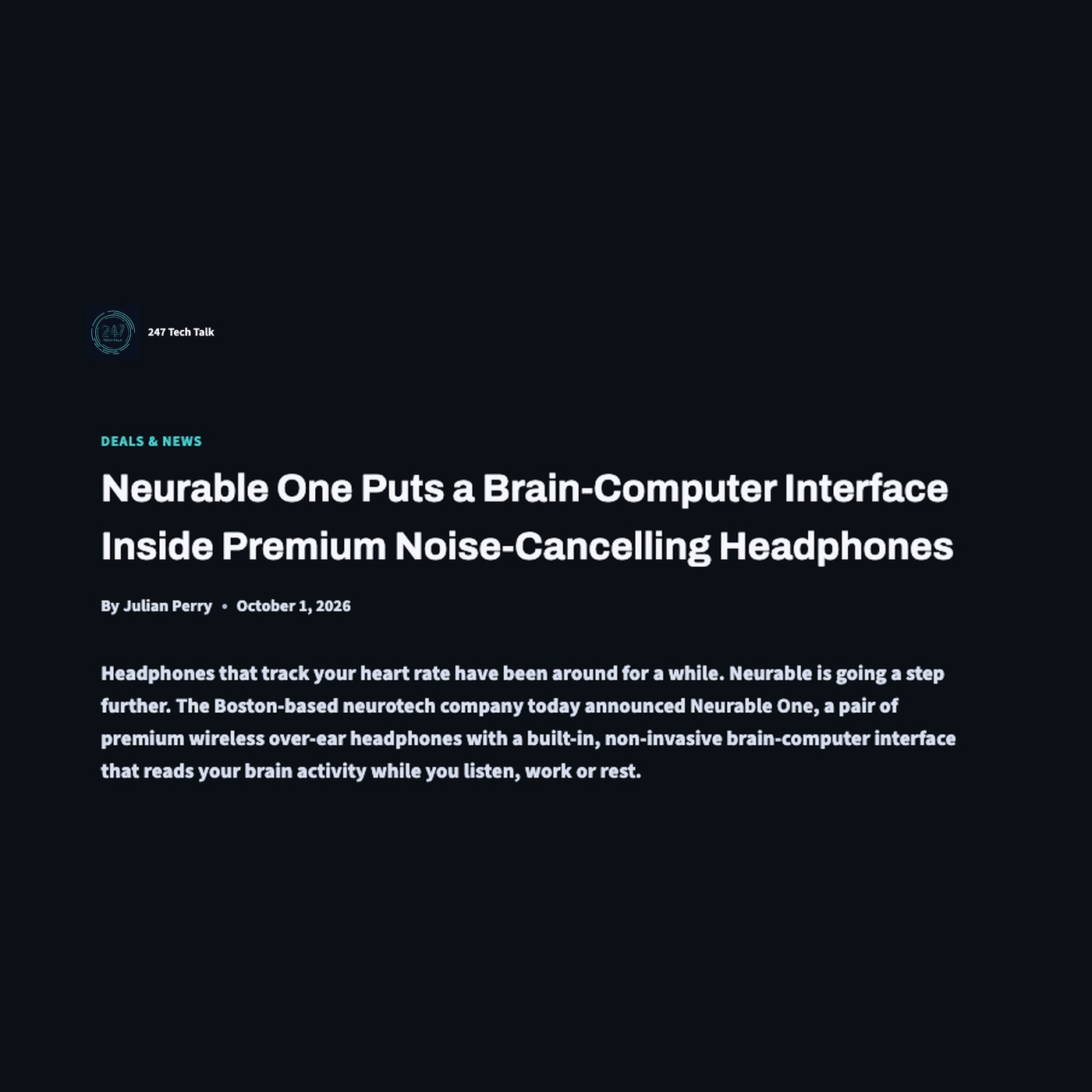 Neurable One Puts a Brain-Computer Interface Inside Premium Noise-Cancelling Headphones