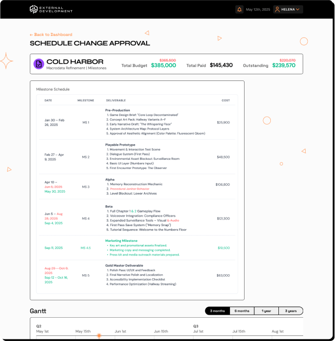 Schedule update contract page