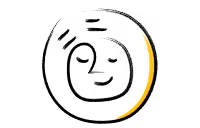 Gold crescent moon with a small vertical line on the left side against a black background.
