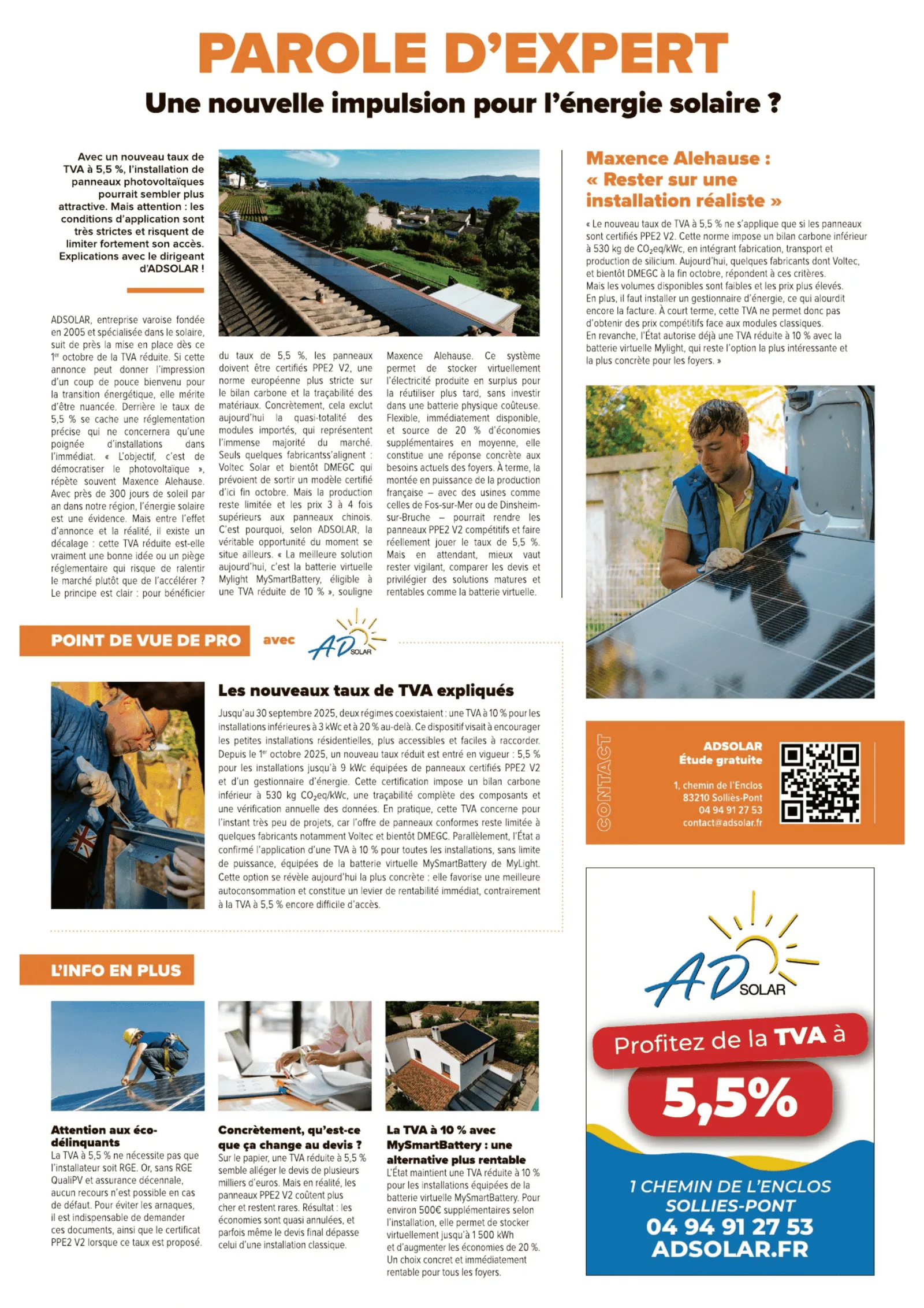 Article complet TVA à 5,5 % publié dans Var Matin
