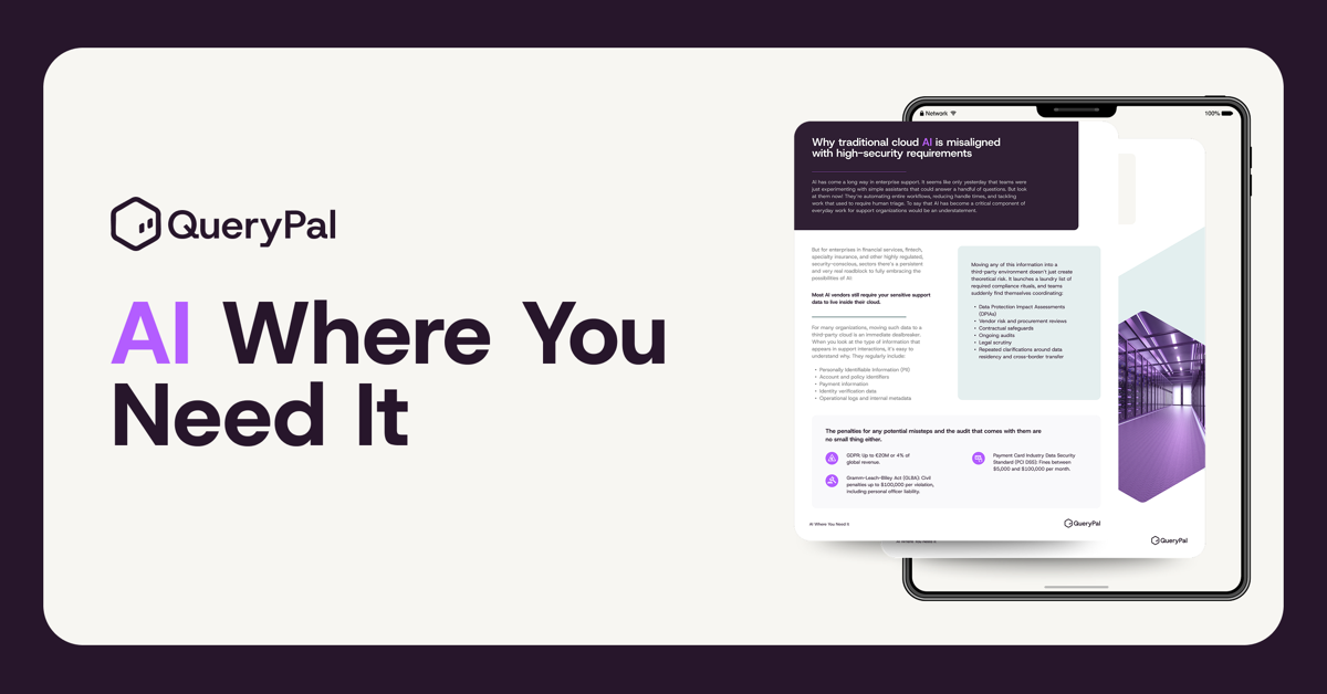 Deploy AI support solutions without compromising security or compliance. Compare build vs. buy vs. self-hosted options with real cost breakdowns and a 4-week deployment timeline.