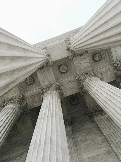 architectural columns viewed from the ground up