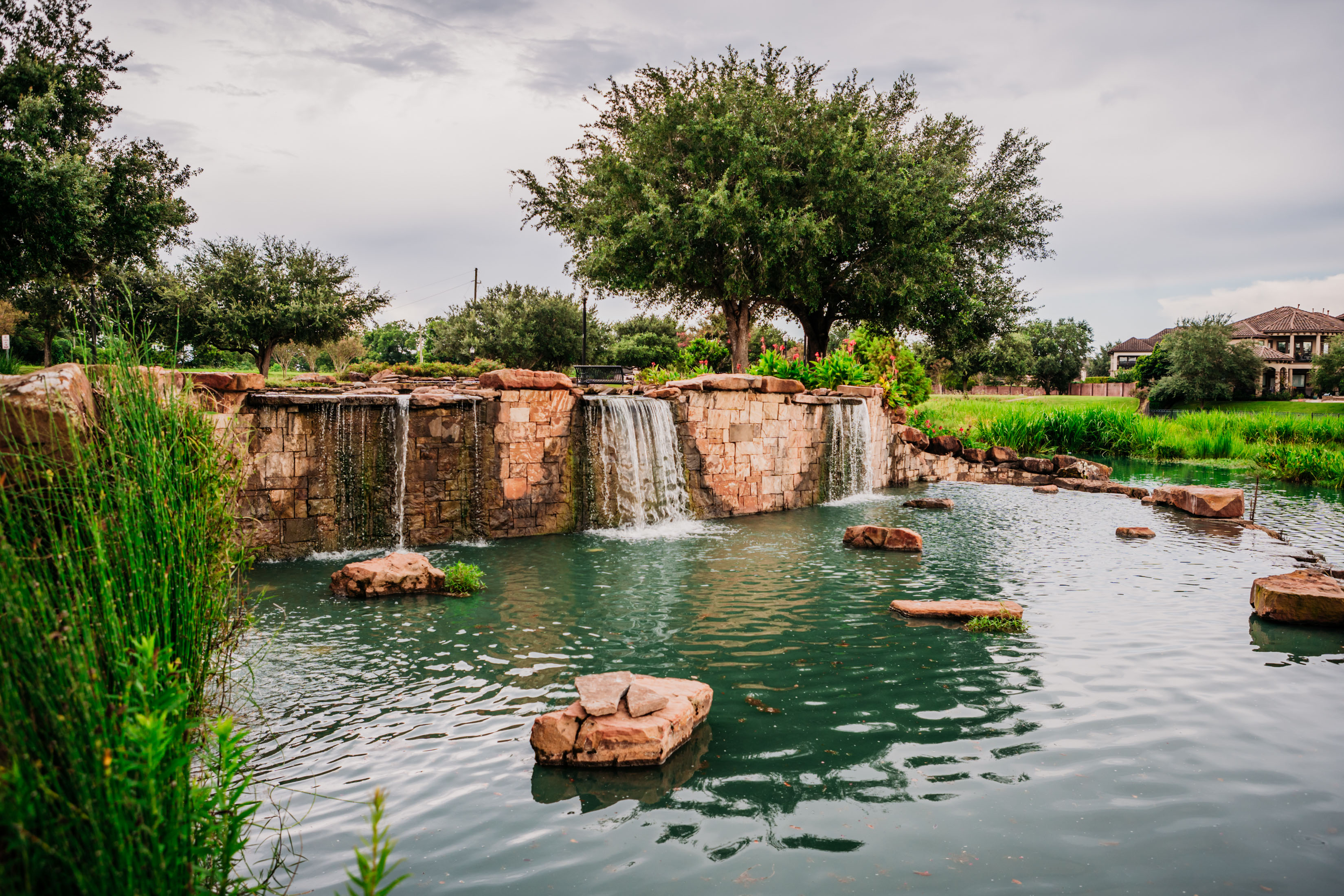 Large waterfall feature with Decorative Stone Masonry