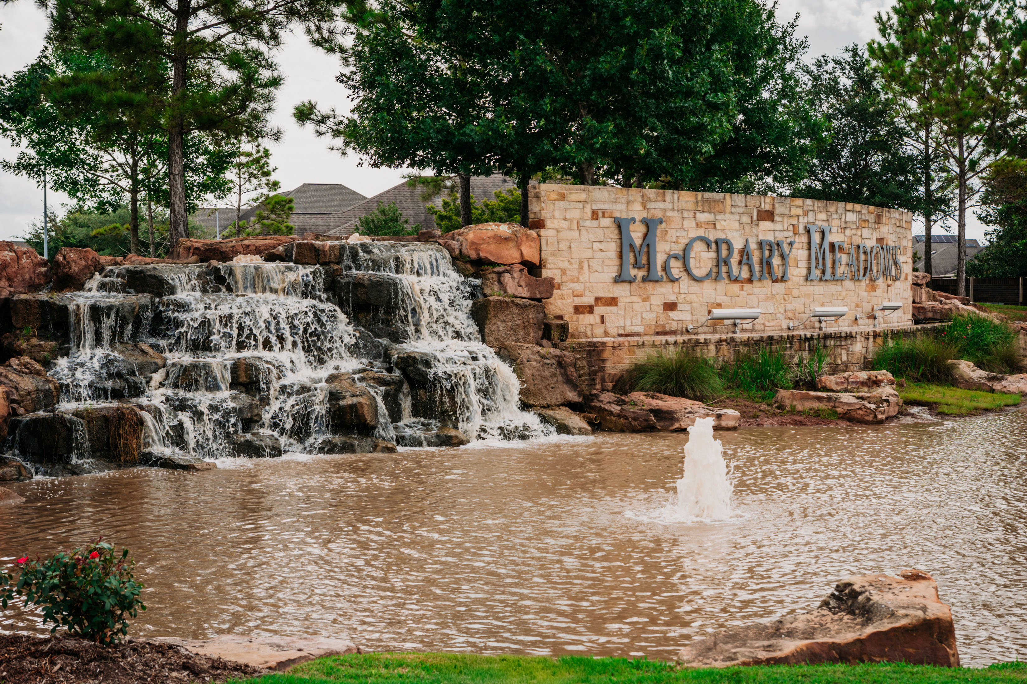 Closer look at the Entry Monument Water Feature