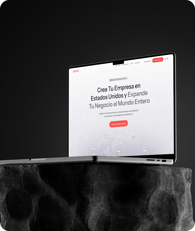 Corporate website laptop mockup, designed and developed for Wolf Studio. 